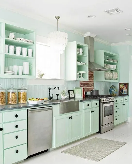 13258 pastel green kitchen cabinets